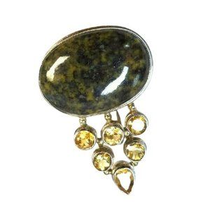 Sterling Silver Natural Stone Scarf Clip